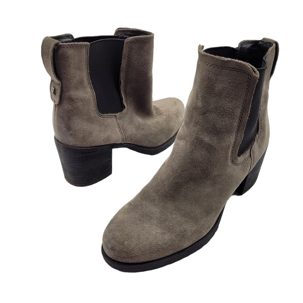 Sam Edelman Hanley Suede Chelsea Boots Womens size 8 brown chunky heel shoes